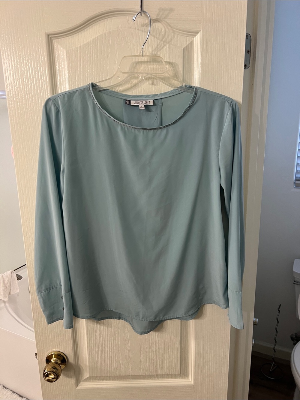 Jennifer Lopez Light Sage Long Sleeve Blouse